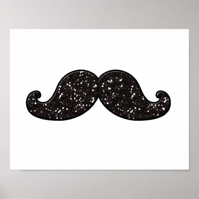 ROLIGT BLACK GLITTER MUSTACHE POSTER (Framsidan)
