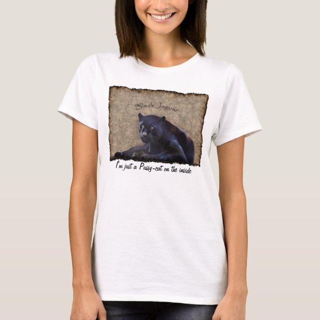 Roligt Black Jaguar Big Cat Wildlife Art T-Shirt (Framsida)