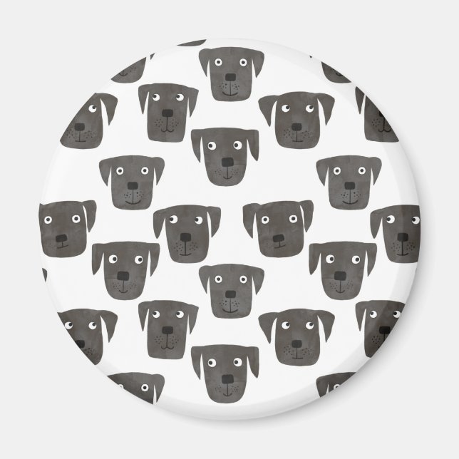 Roligt Black Labrador Retriever Hund Magnet (Framsidan)