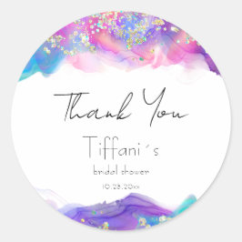 Roligt bläck med glitter Bröllopsdusch Runt Klistermärke