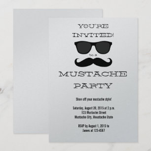 Roligt Black Mustache och Sunglass Party-inbjudan Inbjudningar
