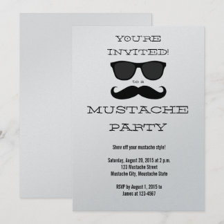 Roligt Black Mustache och Sunglass Party-inbjudan Inbjudningar