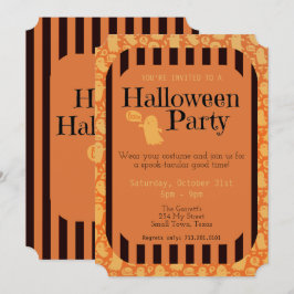 Roligt Black Orange Ghost Cute Halloween fest Inbjudningar