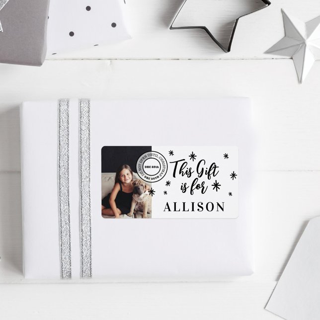 Roligt Black Script Personlig Photo Namn Gift for Fraktsedel (Skapare uppladdad)
