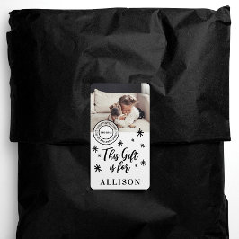 Roligt Black Script Personlig Photo Namn Gift for Fraktsedel