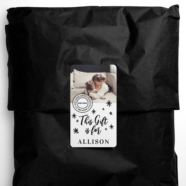 Roligt Black Script Personlig Photo Namn Gift for Fraktsedel (Skapare uppladdad)