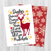 Roligt Black Script Santa Reindeer Namn jul