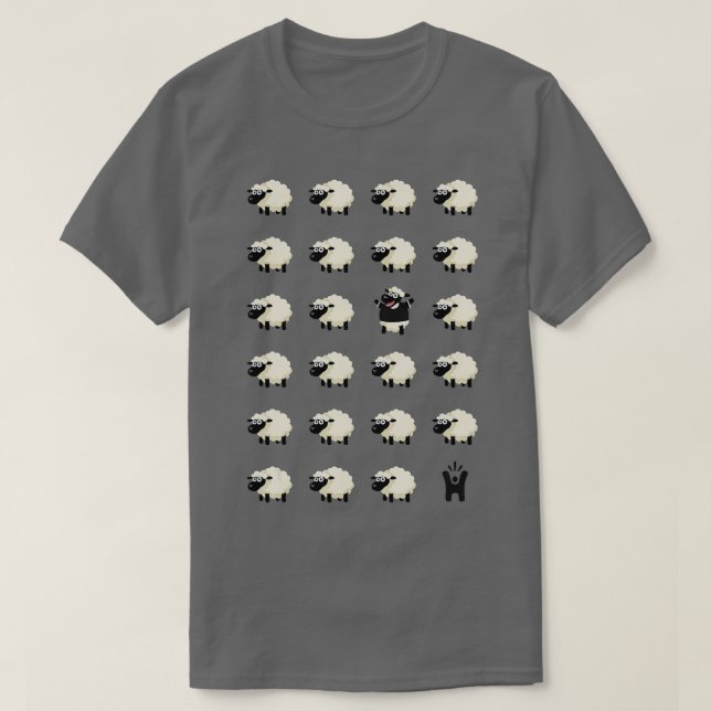 Roligt Black Sheep HappyMe T Shirt (Design framsida)