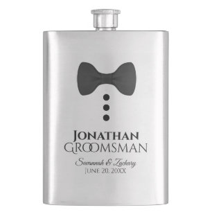 Roligt Black Tie Tuxedo Groomsman Silver-kolv Fickplunta