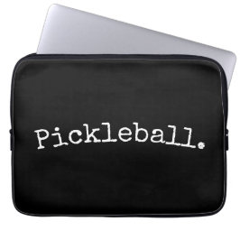 Roligt Black White Retro Curved Pickleball-motto Laptop Fodral