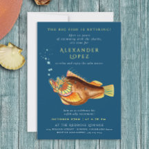 Roligt Blåfiskfisk (Chef Retire Watercolor Fish)