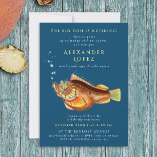 Roligt Blåfiskfisk (Chef Retire Watercolor Fish) Inbjudningar