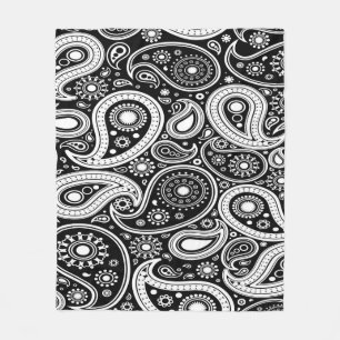 Roligt Blankett för svart och vitt Paisley-design Fleecefilt