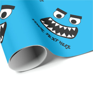 Roligt blått monster barnkalas presentpapper