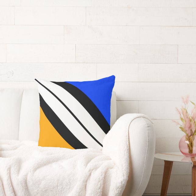 Roligt Blåvit Gult, Tävla Rand Kudde (Soffa)