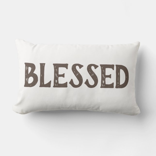 roligt BLESSED-typografi | Lumbalfyllning Lumbarkudde (Framsida)