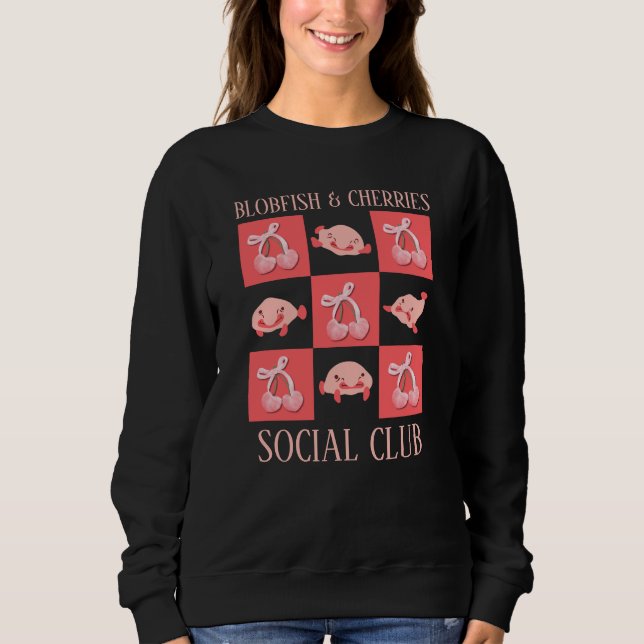 Roligt BLOBFISH CHERRIES SOCIAL KLUBB Anpassningsb T Shirt (Framsida)