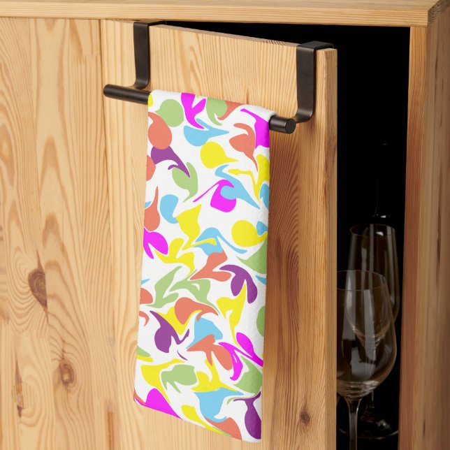 Roligt Blobs Abstrakt Art Mönster Kökshandduk (Thirds Fold)