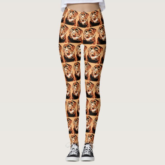 Roligt Block Stil Chocolate Lab Leggings (Framsida)