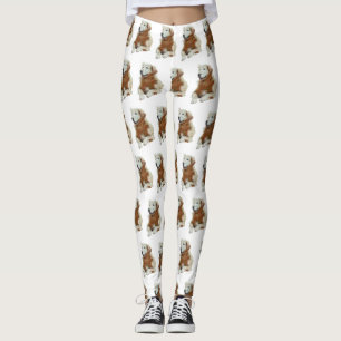 Roligt Block Stil målade golden Retriever Leggings