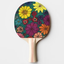 "Roligt Blommigt #1" Ping Pong Paddle
