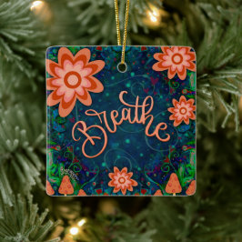 Roligt Blommigt Blue Breathe Encouaging Inspiritiv Julgransprydnad Keramik
