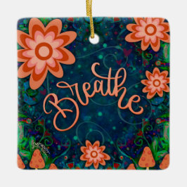 Roligt Blommigt Blue Breathe Encouaging Inspiritiv Julgransprydnad Keramik