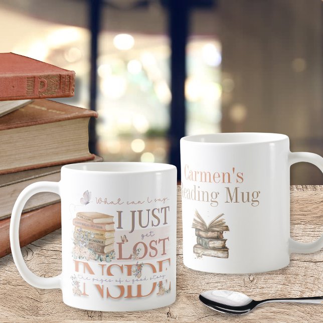Roligt Blommigt Bookish Romantik Personlig Say Kaffemugg (Personalized bookish theme romance book lovers floral lost inside the pages of a good story mugs)