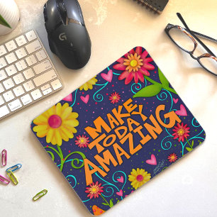 Roligt Blommigt Cheerful Fantastisk Quote Musmatta