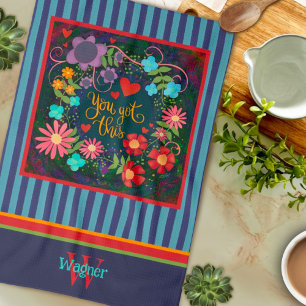 Roligt Blommigt Du Har den här offerten från Namn Kökshandduk