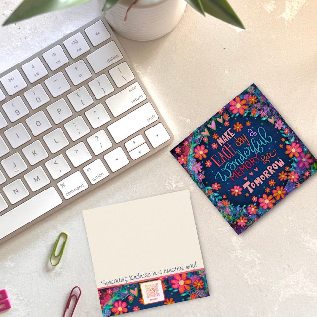 Roligt Blommigt Hjärtinspirerande citattecken för  Fyrkantigt Visitkort (Skapare uppladdad)