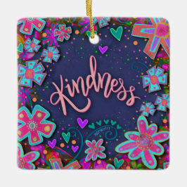 Roligt Blommigt Kindness Söt Hjärtinflammation Julgransprydnad Keramik