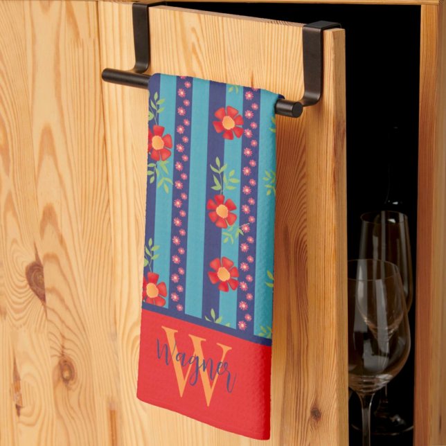 Roligt Blommigt Rand Snyggt Anpassningsbar Inledan Kökshandduk (Skapare uppladdad)