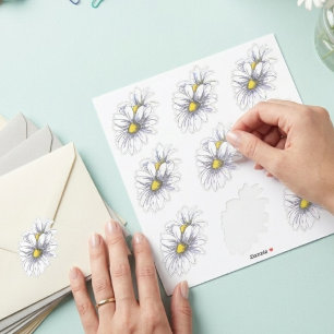Roligt blomvattenfärg Daisy presentpapper Klistermärken