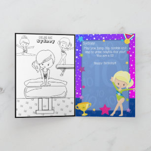 Roligt Blonde Girls Gymnastics Coloring Page Birth Kort