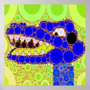 Roligt Blue Alligator Crokodile Retro Circles Mosa Poster