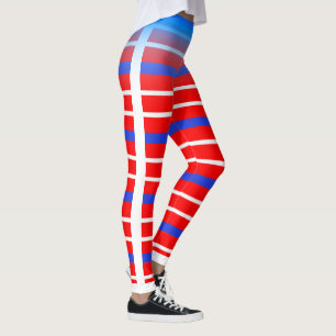 Roligt Blue and White Vågrät Rand på din Färg Leggings