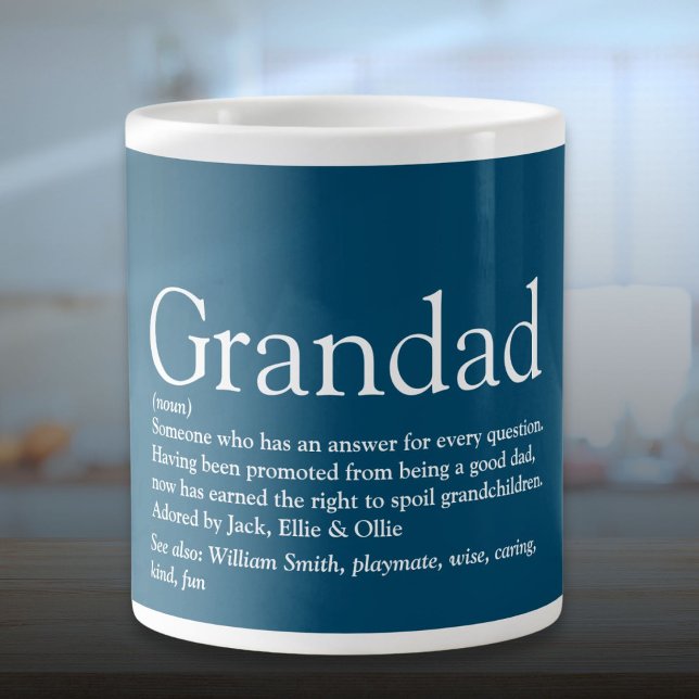 Roligt Blue Bästa någonsin Grandpa Grandad Definit Jumbo Mugg (Fun Blue Best Ever Grandpa Grandad Definition Giant Coffee Mug)
