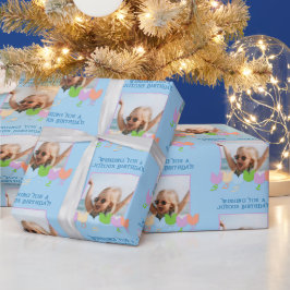 Roligt Blue Birthday Personlig Photo Tulip Flowers Presentpapper