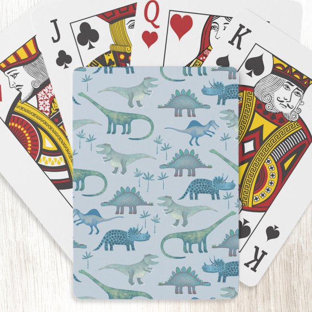 Roligt Blue Dinosaur Mönster Casinokort (Blue dinosaur pattern art playing cards)
