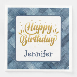 Roligt Blue Jean Denim Birthday Pappersservett