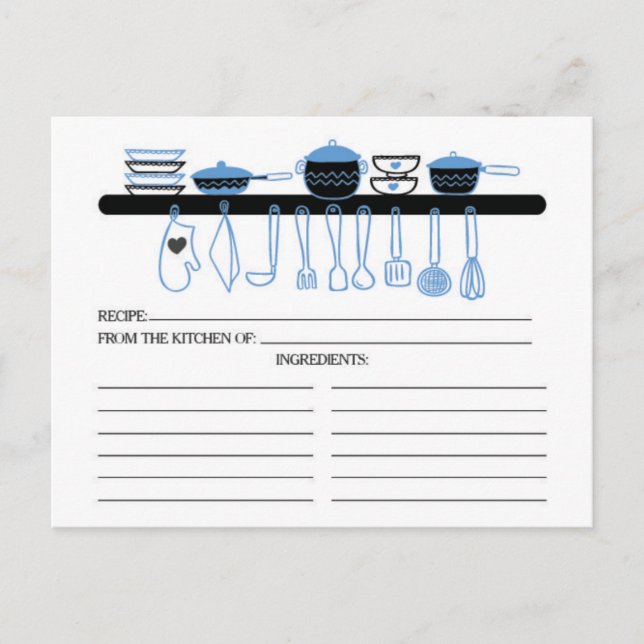 Roligt Blue Kitchen Gadgets Möhippa Recipe-kort Vykort (Framsida)