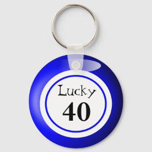 Roligt Blue Lucky Number Bingo Boll Theme Nyckelring