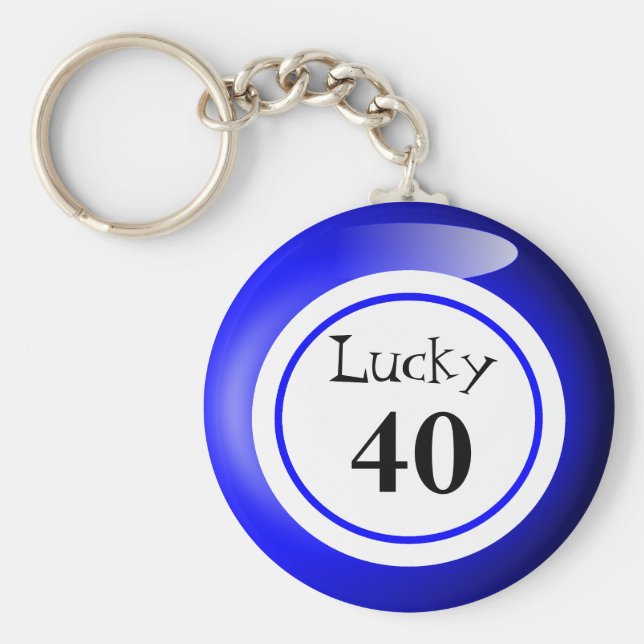 Roligt Blue Lucky Number Bingo Boll Theme Nyckelring (Framsidan)