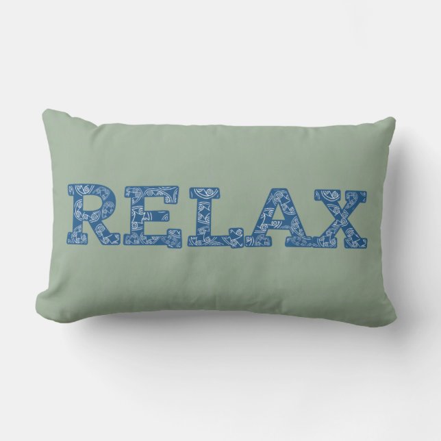 Roligt Blue och Grönt Faux Applique 'Chill' Cushio Lumbarkudde (Framsida)