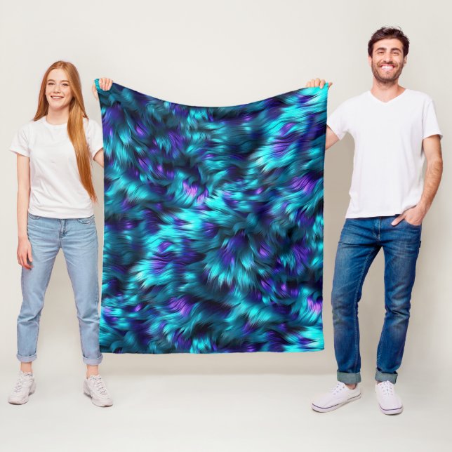 Roligt Blue och Lila Faux monster päls struktur Fleecefilt (På plats)