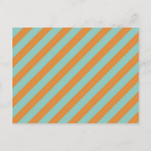 Roligt Blue och Orange Diagonal Rand Mönster Vykort