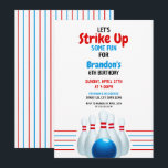 Roligt Blue & Red Bowling Kids 6e Birthday Inbjudningar<br><div class="desc">Det här är ett perfekt sätt att säga "Låt oss skål"! Det pulserande färg och det lekande bowlingskapet stift skapar en roligt och en energisk atmosfär,  perfekt för att fira en sjätte födelsedag med vänner och familj.</div>