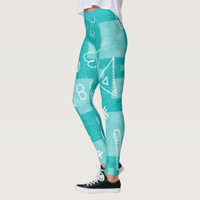 Roligt Blue School Teacher Student ABC Leggings (Vänster)