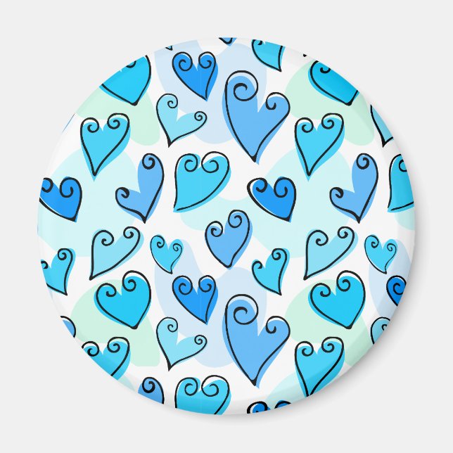 Roligt Blue Valentines hjärtan Magnet (Framsidan)